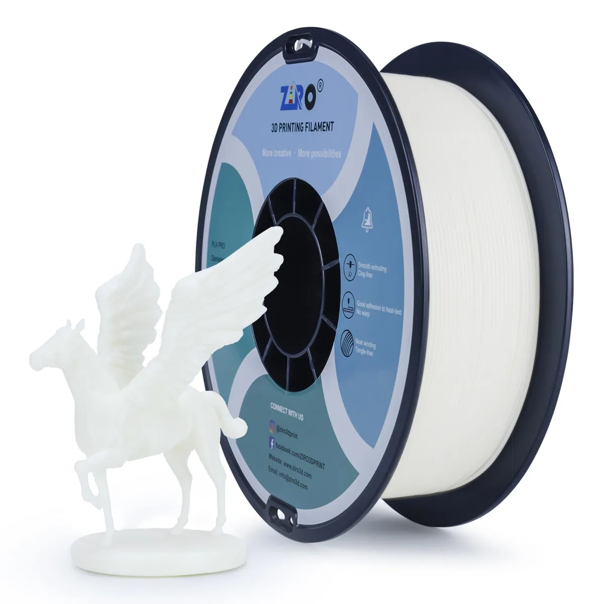 Ziro 3D Ziro 3D PLA Pro 1.75mm 1kg White 3D Printer Filament — product photo