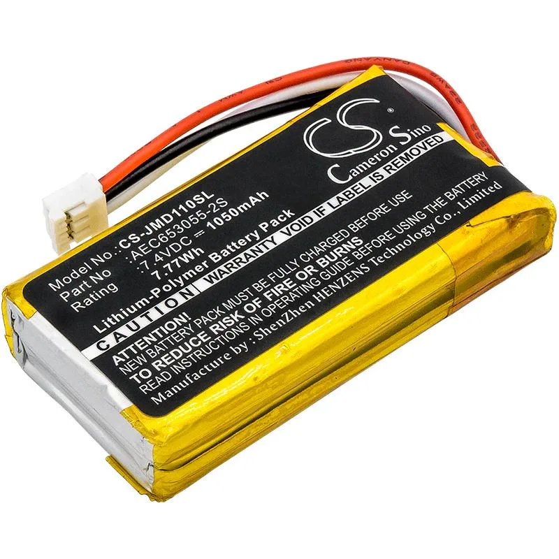 Small rectangular replacement battery with smooth dark finish and gold contacts