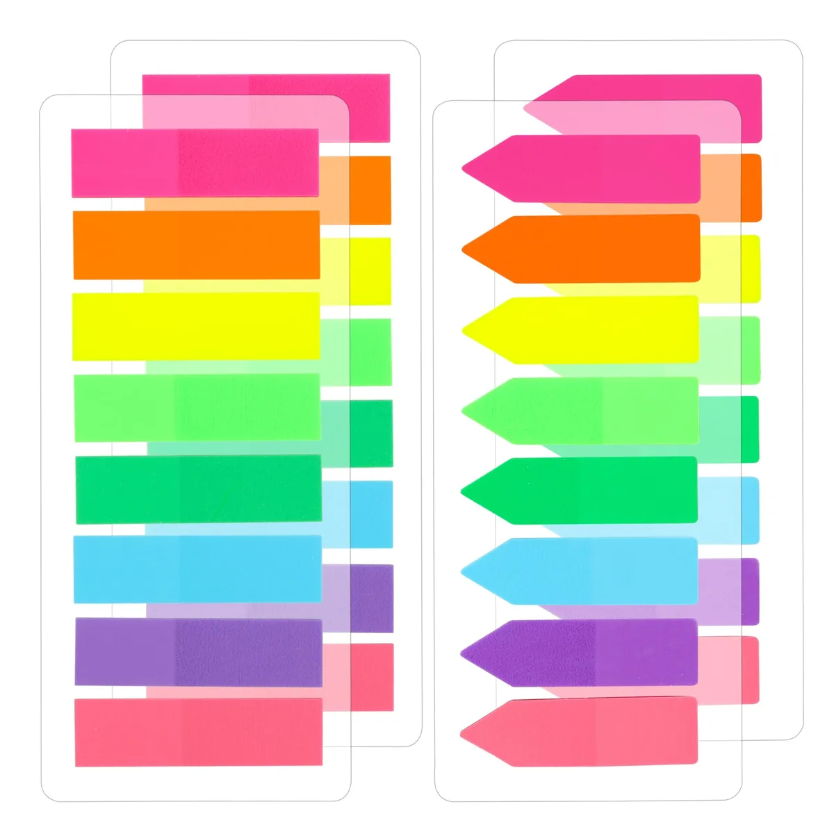 Pack of 800 small translucent arrow-shaped sticky tabs in assorted colours