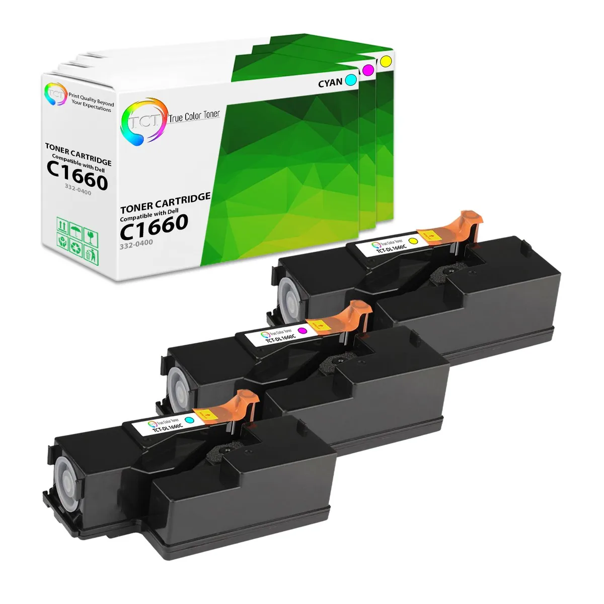 True Color Toner True Color Toner 1660 3-Pack Toner Cartridges 332-0400 332-0401 332-0402 — product photo
