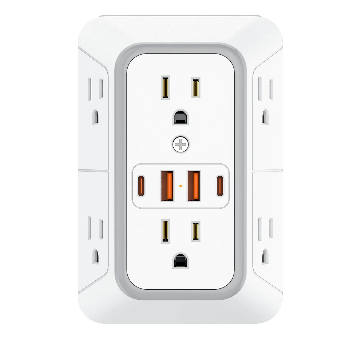  Outlet Extender 6 AC 4 USB 1050J 2.15in White — product photo