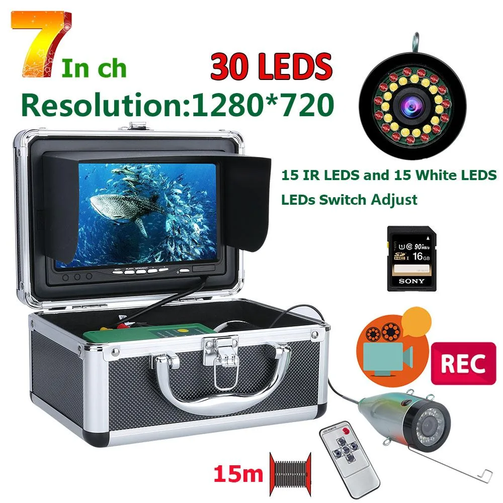 visiPower visiPower 1.7" IPS LCD DVR Underwater Fishing Camera 15 White + 15 IR LEDs 1080P 30m Cable 16GB SD Card — product photo