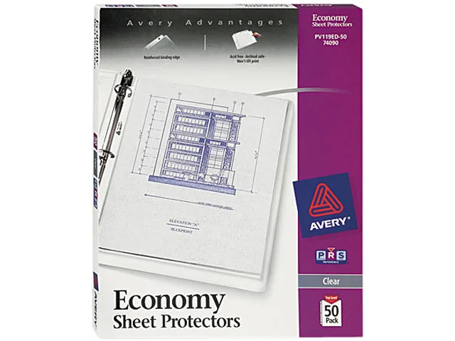 Avery Avery 74090 Top-Load Sheet Protectors, Economy Gauge, Letter, Clear, 50/Box — product photo