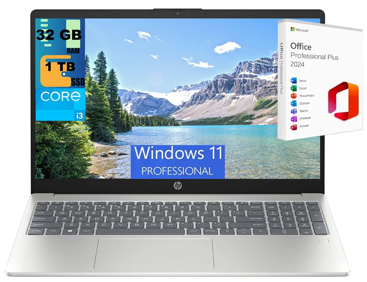 HP HP 15 laptop Intel Core i3-N305 8-core 32GB 1TB PCIe SSD Windows 11 Pro — product photo