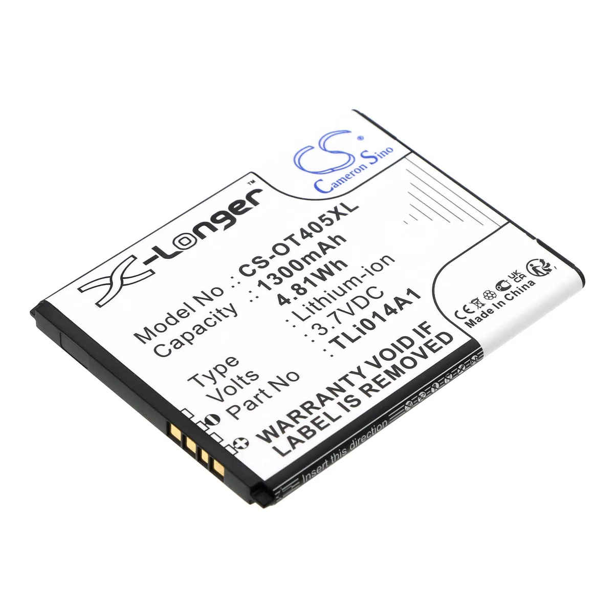 Cameron &amp; Co Cameron &amp; Co DS-CS-OT405XL 1.3 Ah cell phone battery — product photo