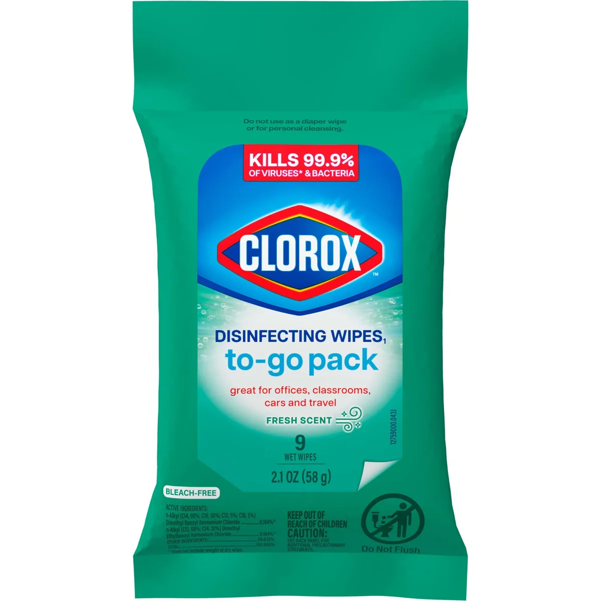 Small white rectangular wipe pack with flip-top lid