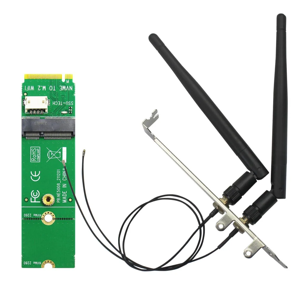 BUCIER BUCIER WA04 M.2 Key E to Key M WiFi Adapter with 3.5 dBi Antenna — product photo
