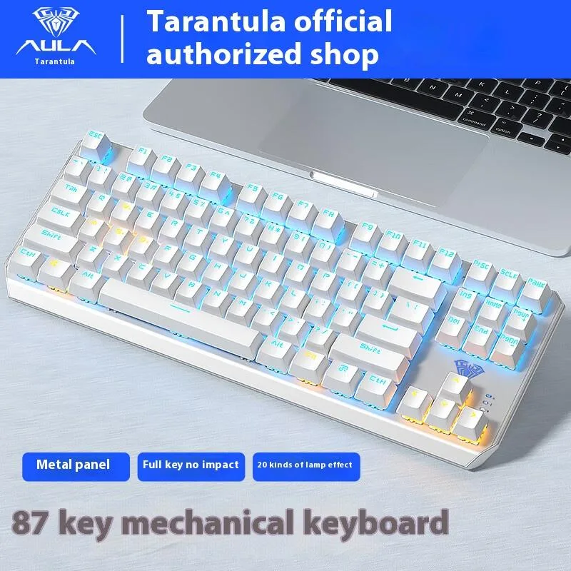 AULA AULA F3087 White 87-Key Tri-Mode Mechanical Gaming Keyboard — product photo