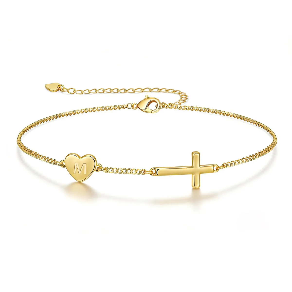  Lunvky 14k Gold Plated Initial Cross Bracelet Gold — product photo