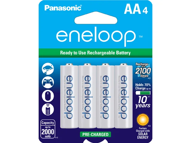 Panasonic Panasonic BK-3MCCA4BA eneloop AA 2000mAh 2100 Cycle Ni-MH 4-pack — product photo