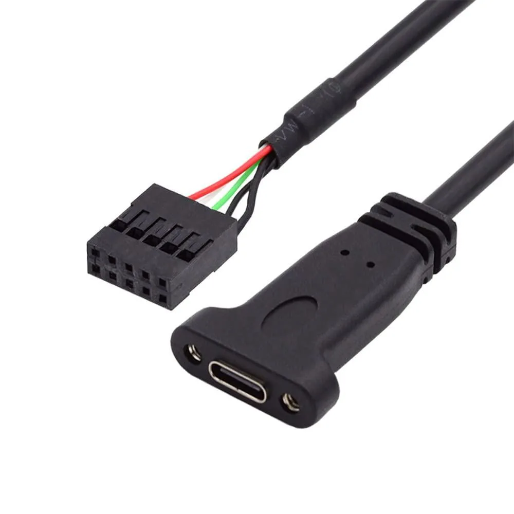 USB-C female to 9/10-pin header cable with PCIe bracket, 20cm