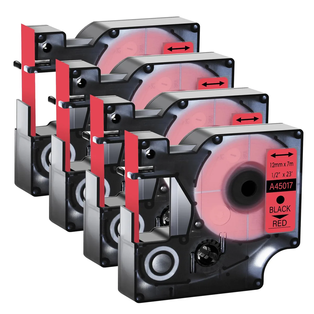 GREENCYCLE GREENCYCLE D1 Label Tape Black on Red 12mm × 23ft 4 Pack — product photo