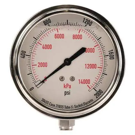 Value Brand Value Brand Commercial Pressure Gauge 0 to 2000 psi 3 1/2 in Dial 1/4 in NPT — product photo