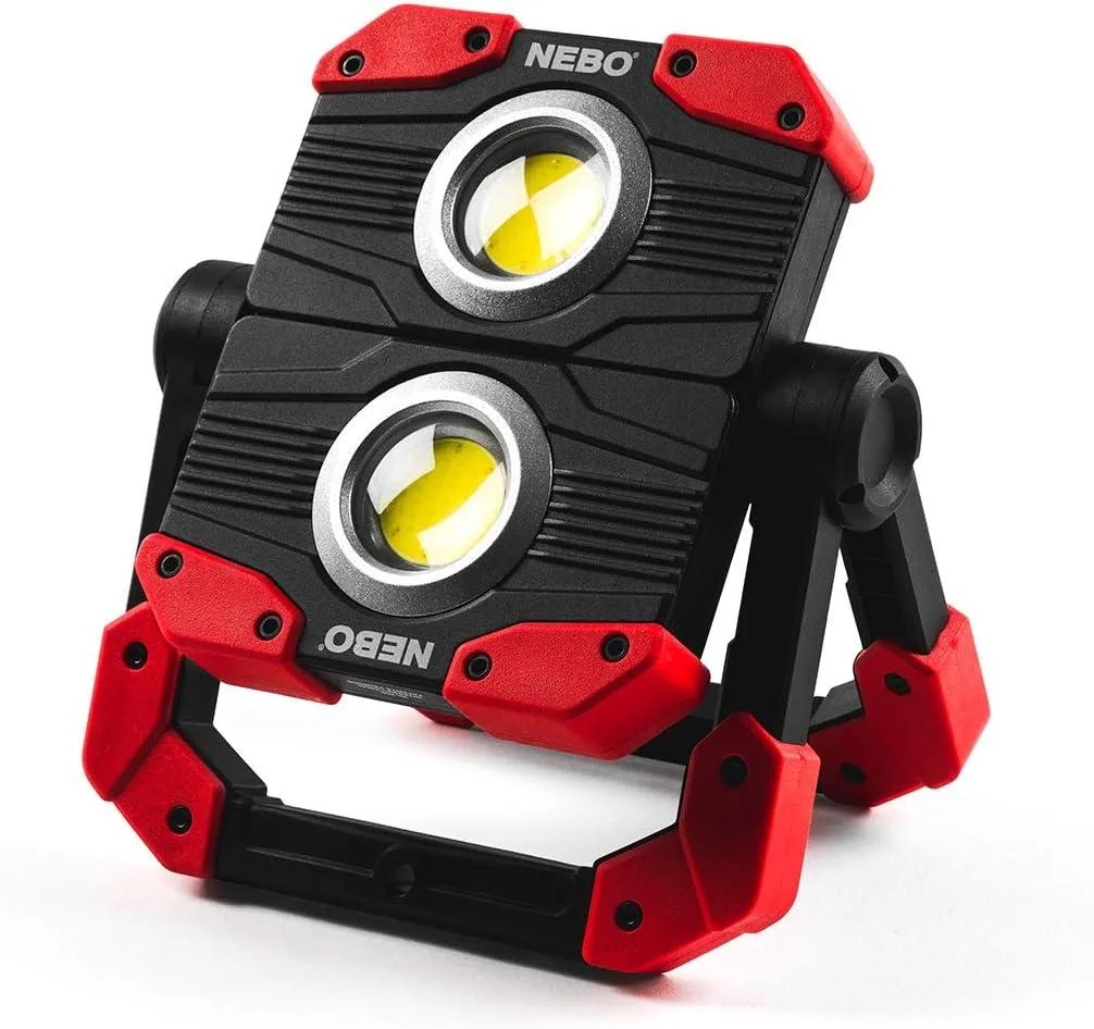 Rectangular black flashlight with two rotating COB panels and magnetic handles