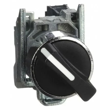 Black lever selector switch with metal collar, 22 mm diameter
