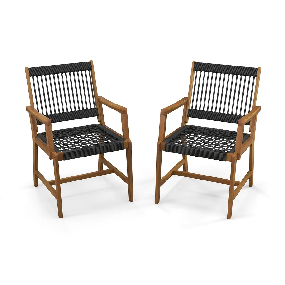 SlickBlue SlickBlue Set of 2 Patio Acacia Wood Dining Chairs with Armrests — product photo