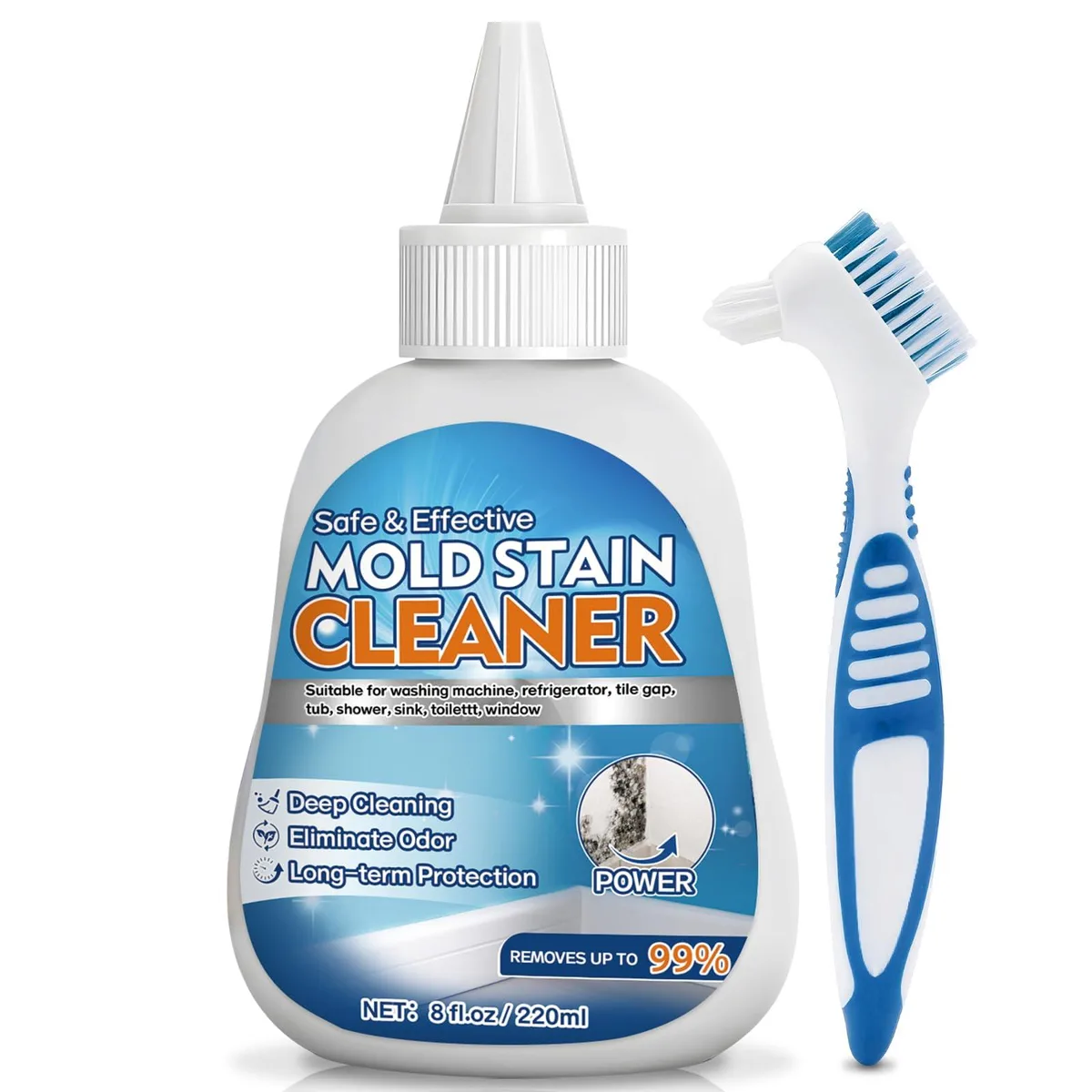 White squeeze bottle with flip-top cap containing thick gel cleaner