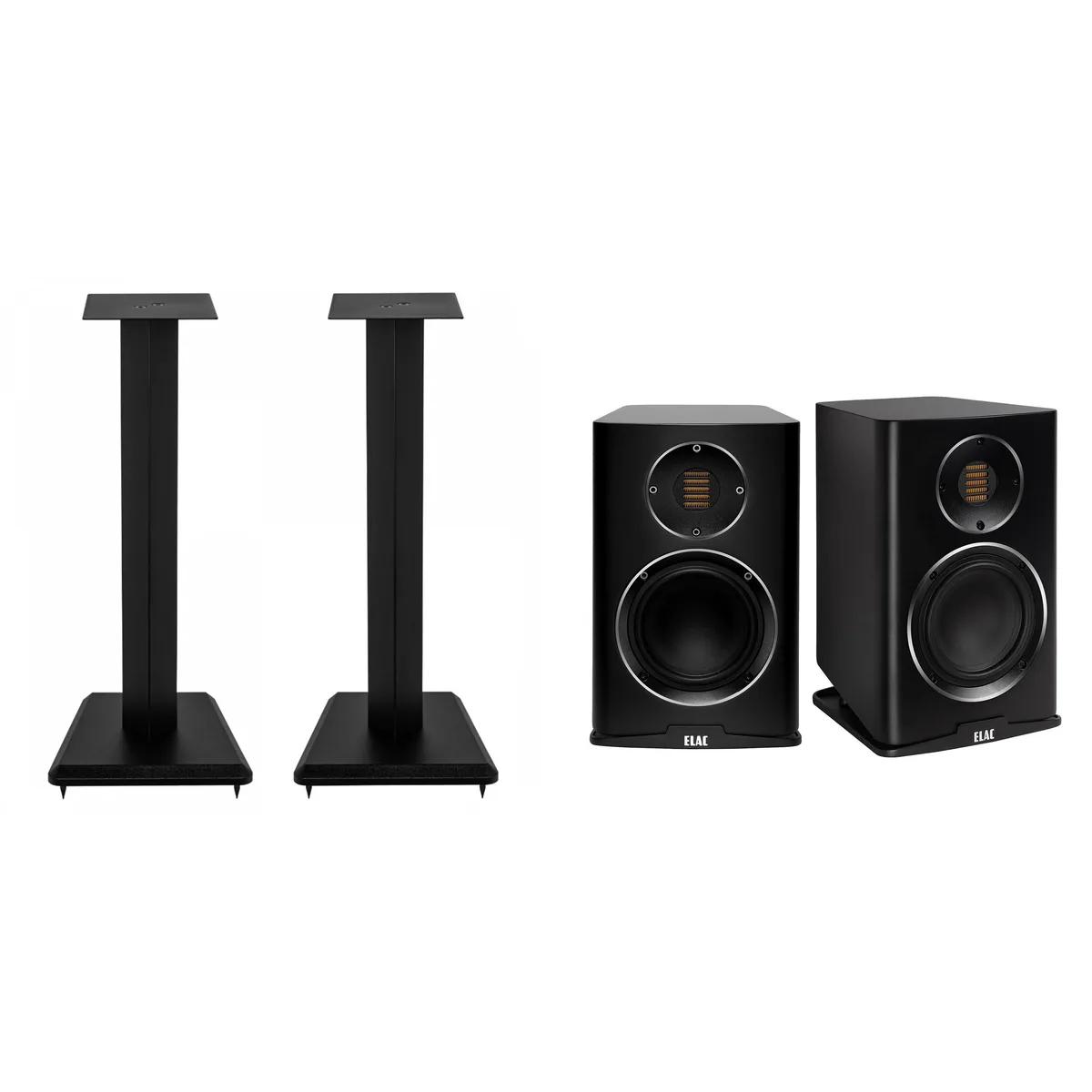 Elac Elac Carina BS243.4-SB Bookshelf Speakers &amp; LS10-B Stands — product photo