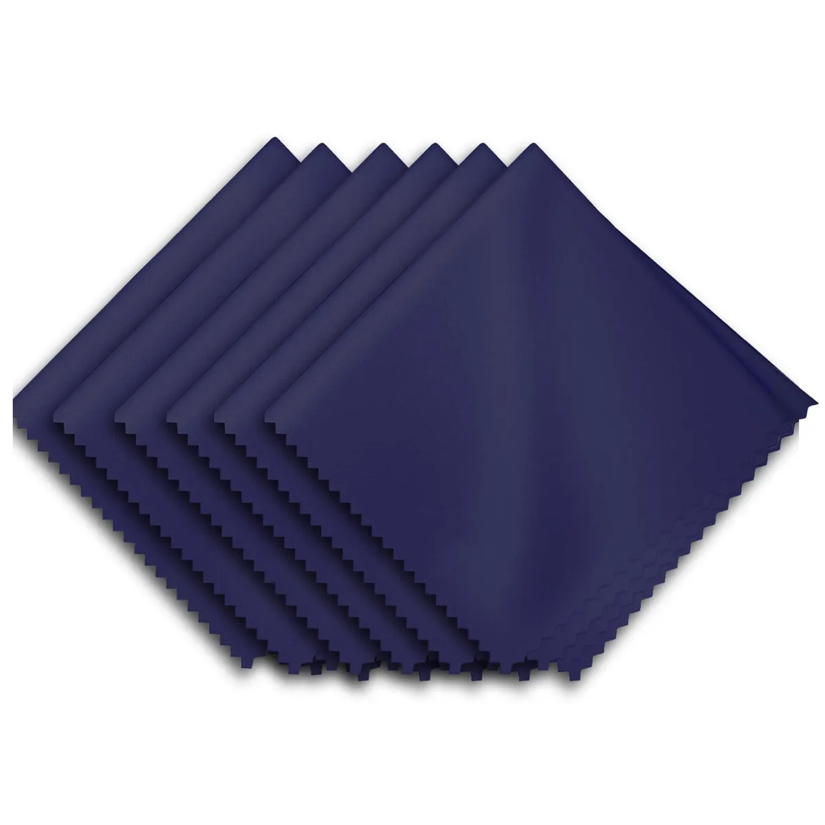 Six square microfiber cloths in individual wrappers