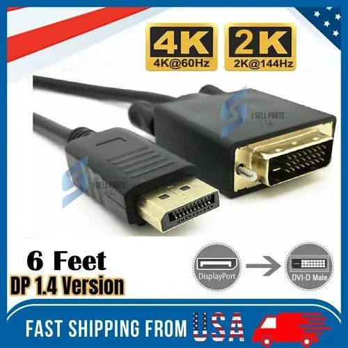 NShi NShi DisplayPort to DVI-D Dual Link Cable 6 ft 1080p 60Hz — product photo