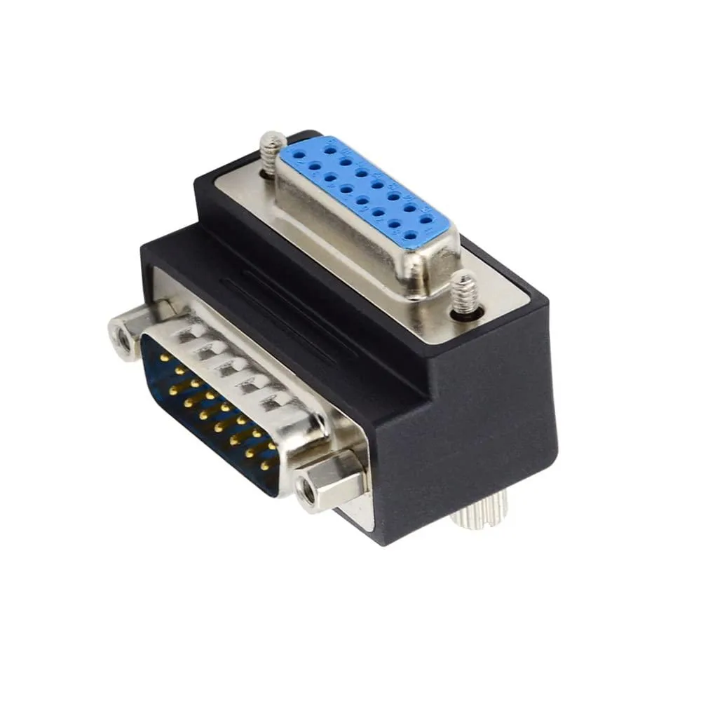 Fervit Fervit DSUB RS232 15pin Male Nut to Female Screw 90 Degree Adapter — product photo