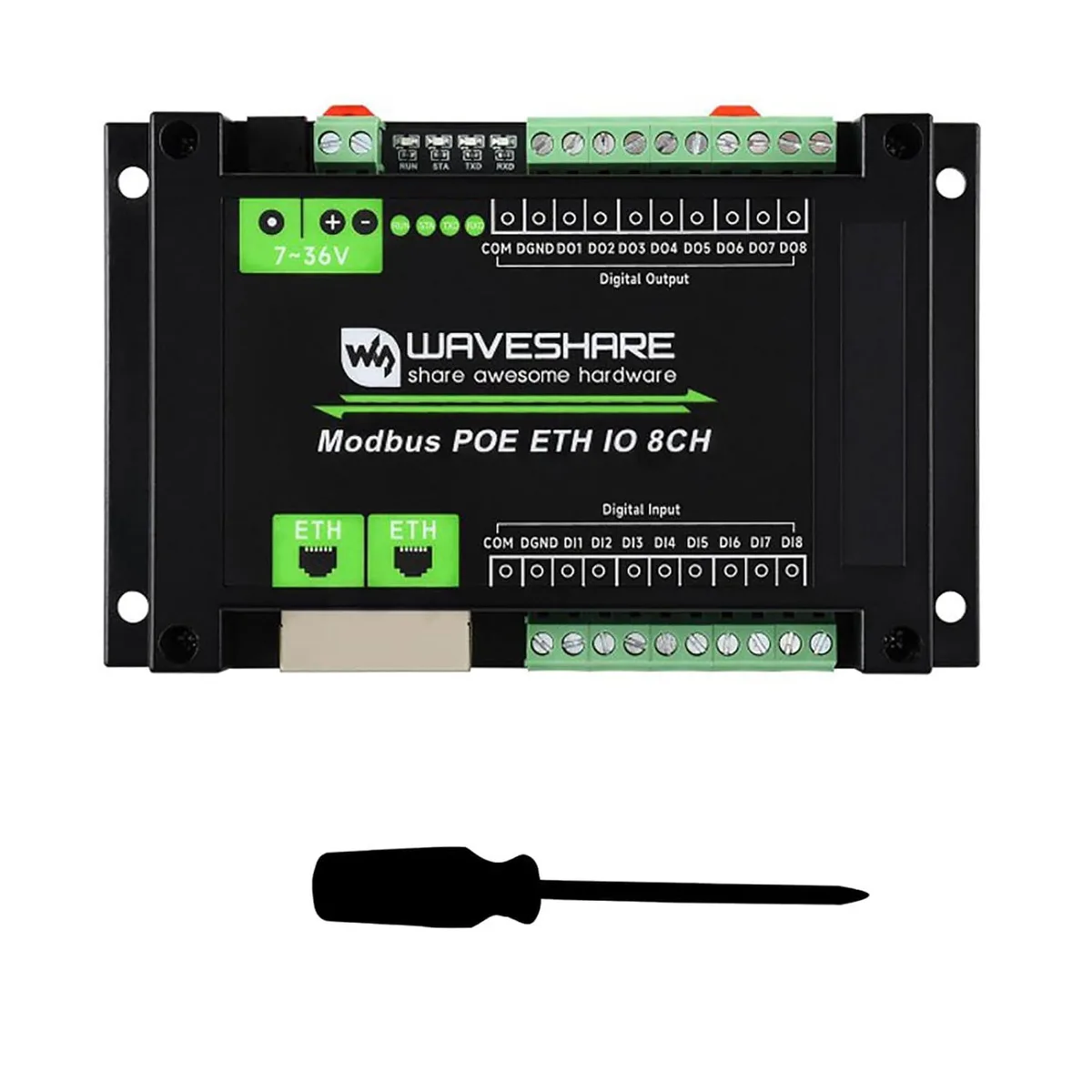 LORDWORLD LORDWORLD 8DI 8DO PoE Modbus IO Module development board — product photo