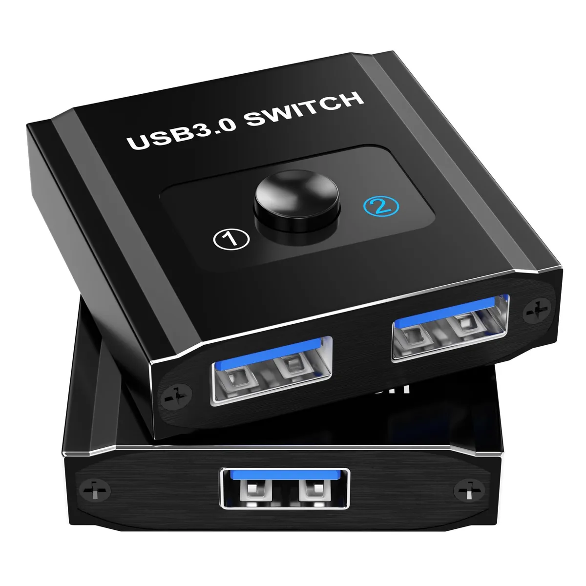 Aoyvsktv AYK-USB SWITCH Bi-Directional USB 3.0 Switch 2 Ports Push Button Aluminum — product photo