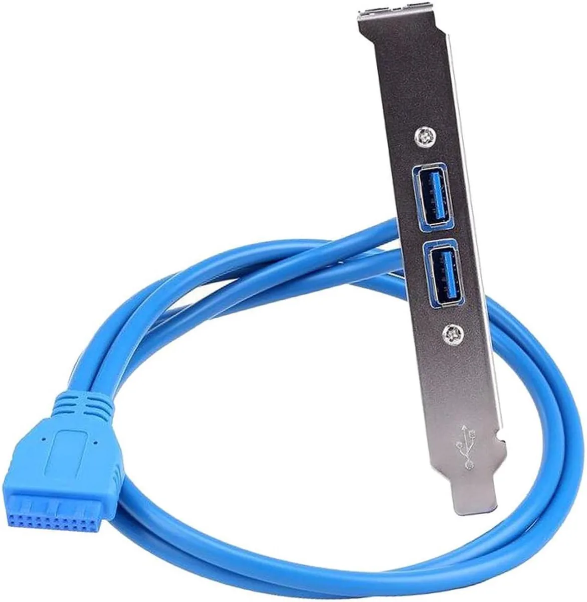 Vszerda Vszerda USB 3.0 20-Pin to 2x USB 3.0 A Female Adapter Cable with PCI Bracket - Blue 1.64ft — product photo