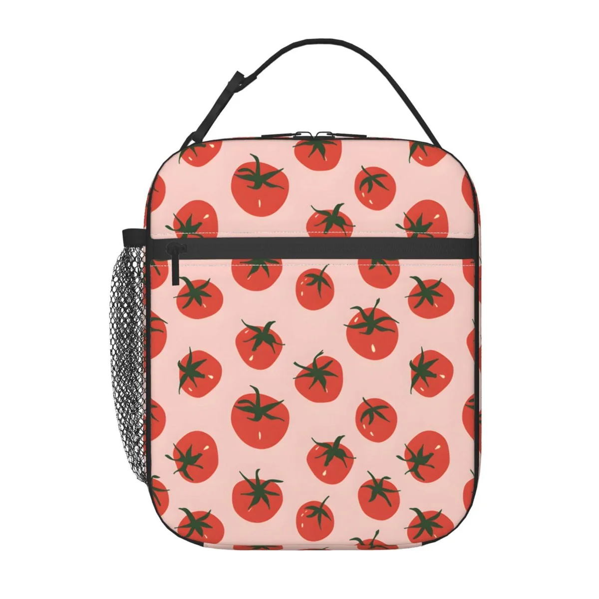 Red silicone insulated lunch bag with front pocket