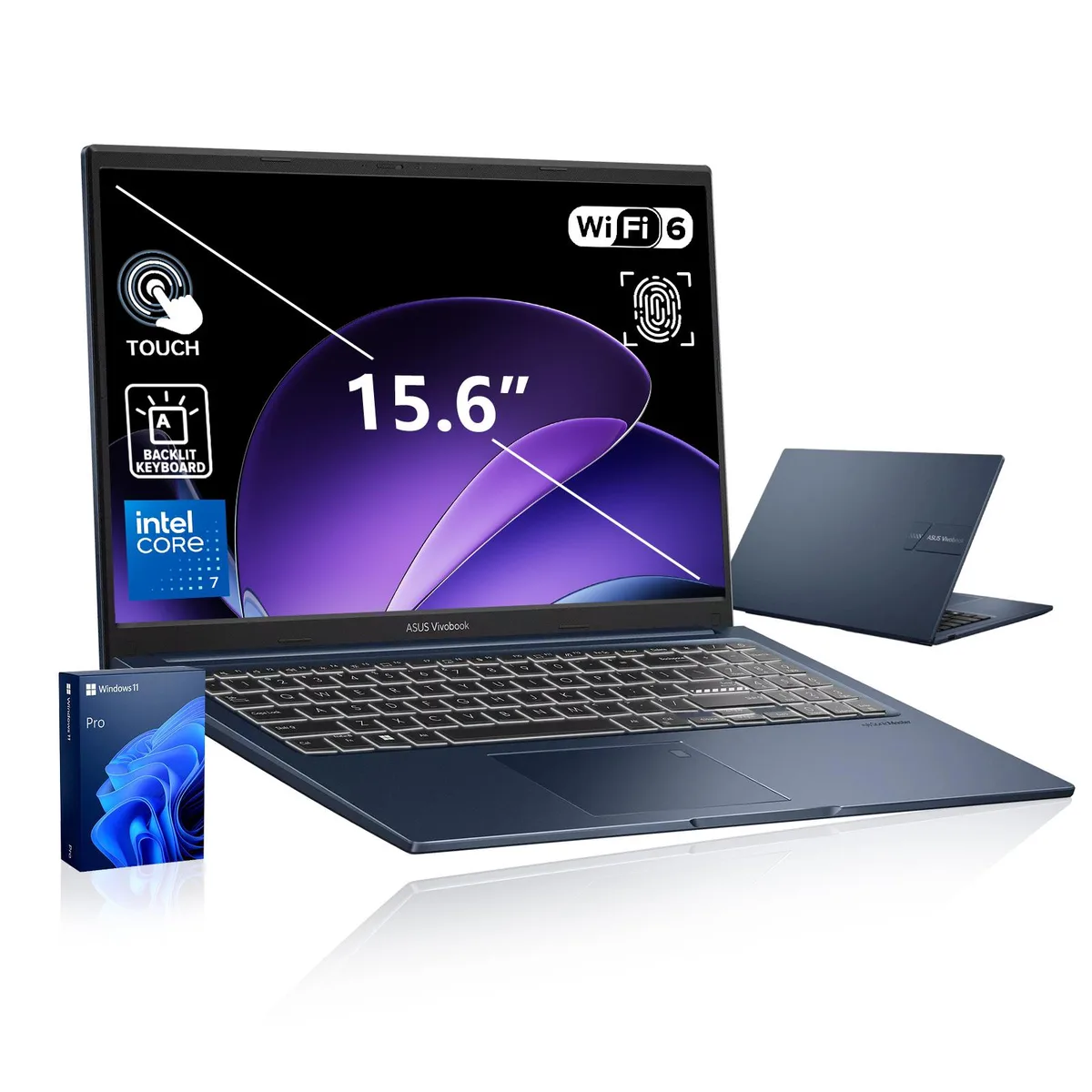 ASUS ASUS Vivobook 15 laptop Core 7 150U 40GB DDR5 2TB SSD 15.6" FHD touchscreen Blue — product photo