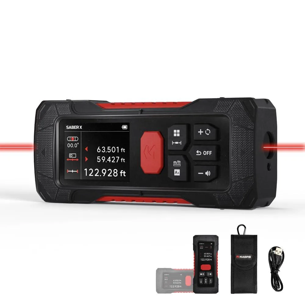  MAGPIE LM80D1 dual laser distance meter measurement 80 m 262 ft IP54 8000 measurements 180 g — product photo