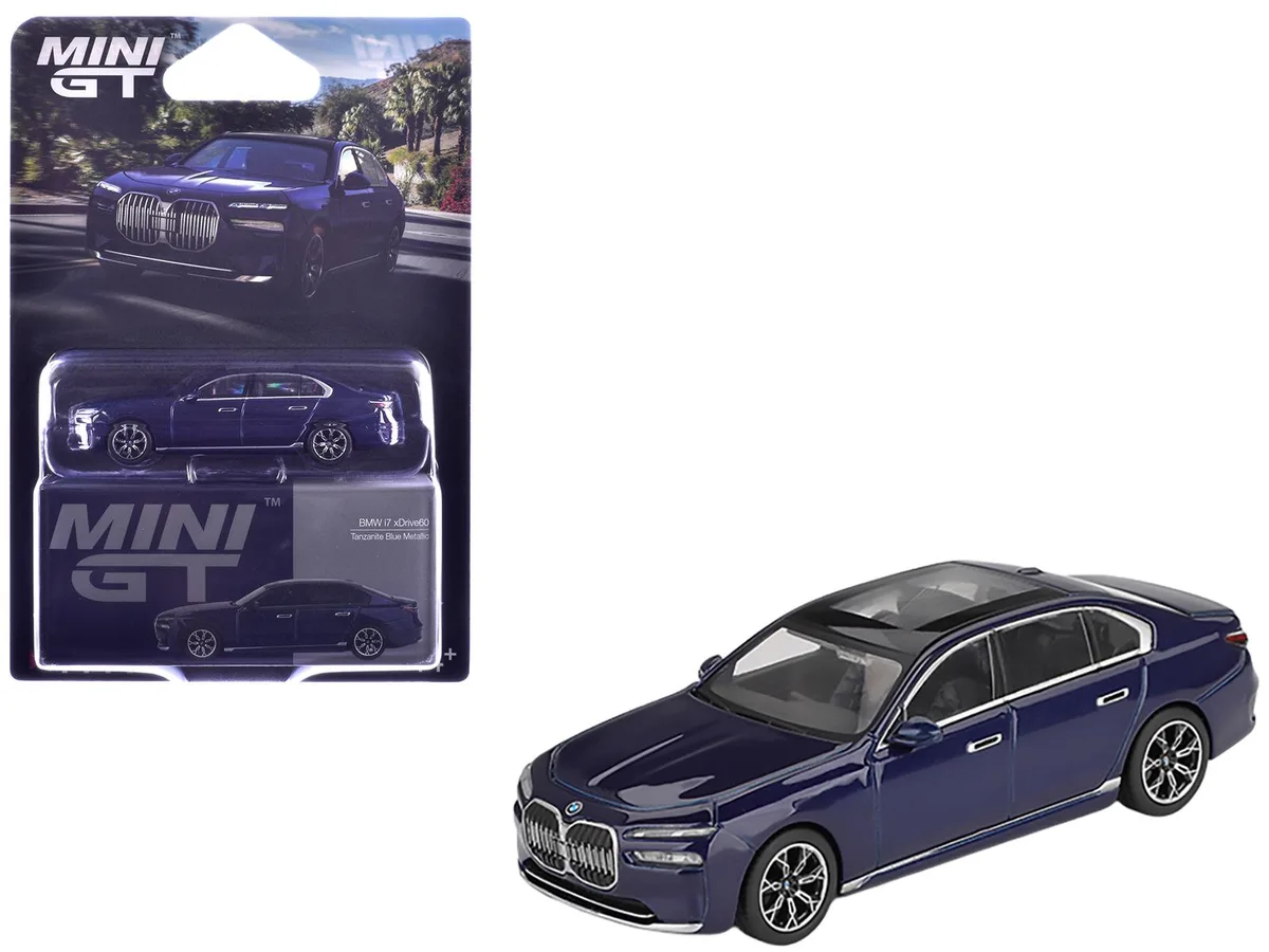 Mini GT Mini GT BMW i7 xDrive60 Tanzanite Blue Metallic Sun Roof Limited Edition 1/64 hobby collectible — product photo