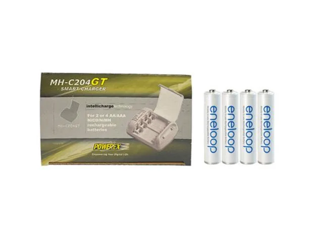 Panasonic Panasonic MH-C204GT charger with 4 AAA Eneloop 800 mAh standard batteries — product photo