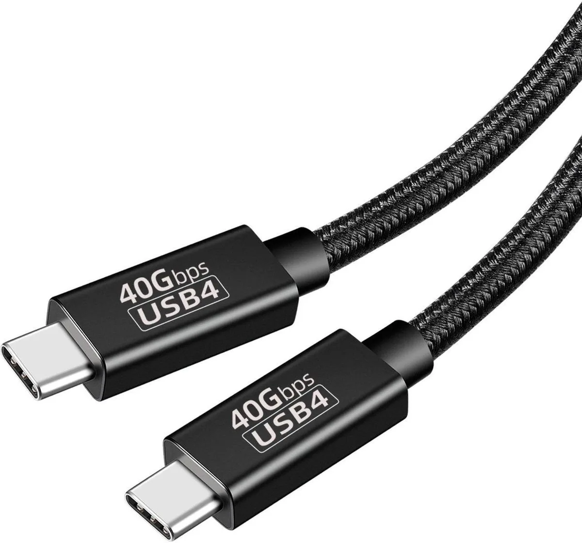 Black USB-C cable with straight connectors, 1.5ft length