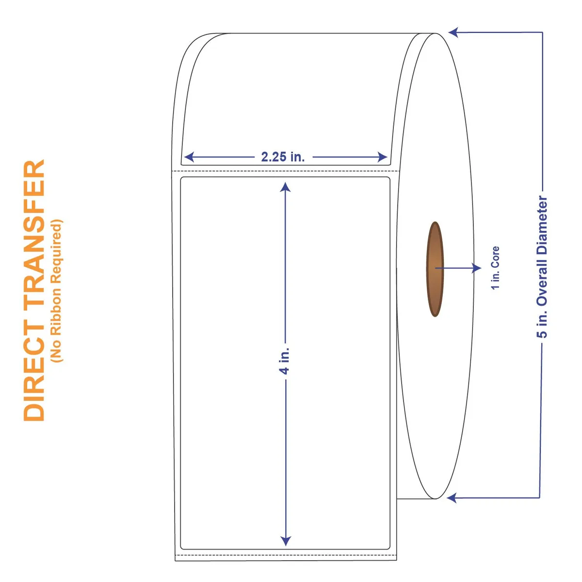 Four rolls of white direct thermal labels, 700 per roll, perforated, smooth bright white paper finish
