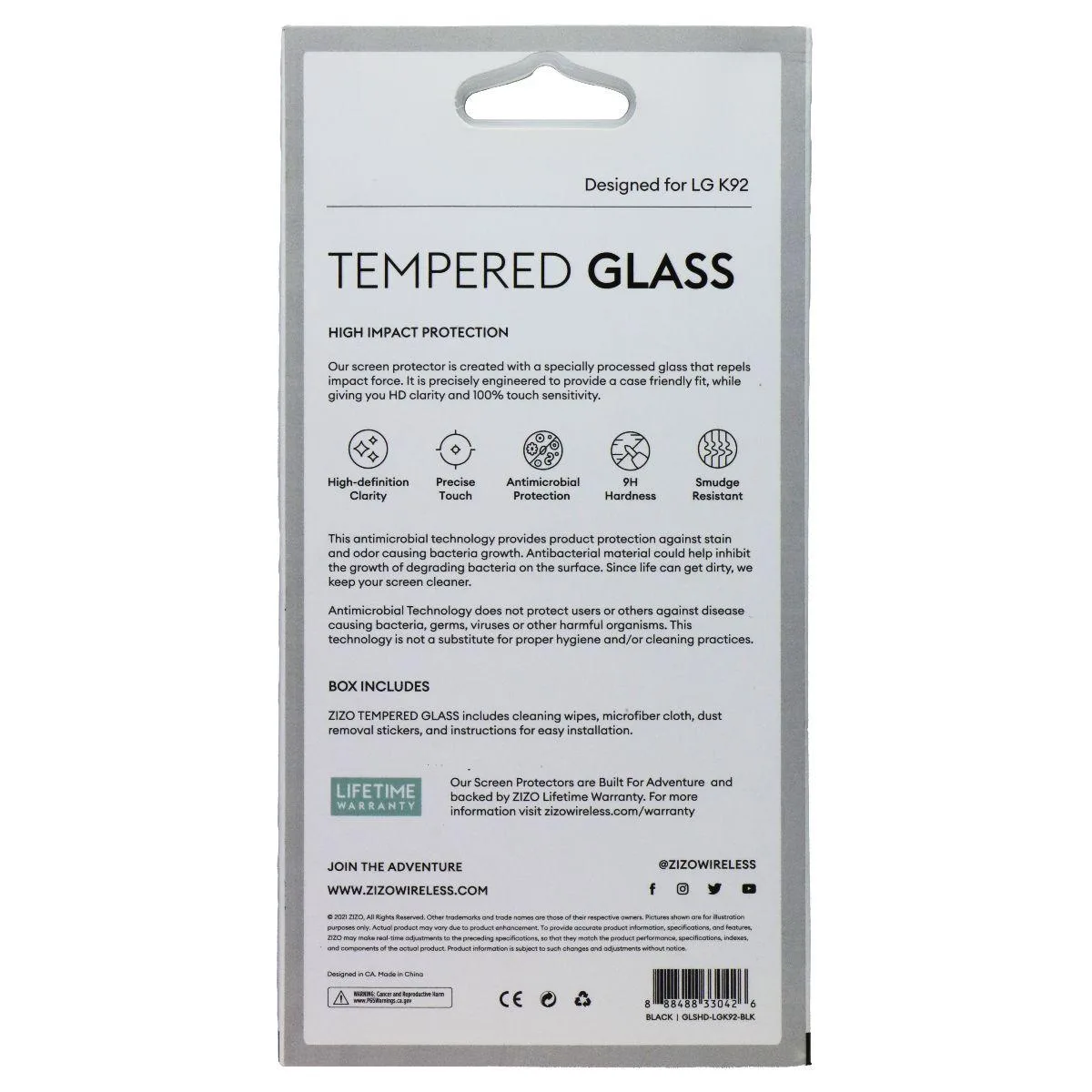 Zizo Zizo Tempered Glass Screen Protector LG K92 Clear Black Border — product photo