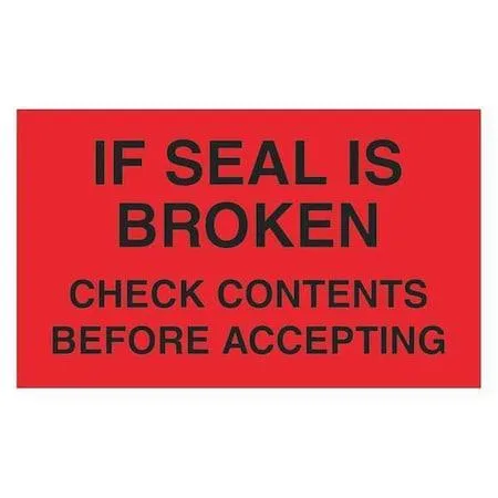 Fluorescent red label with "Check Contents Before Accepting" text