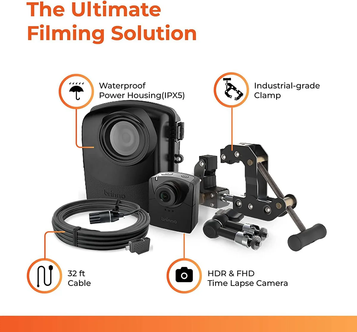 Brinno construction camera bundle with waterproof case and clamp mount