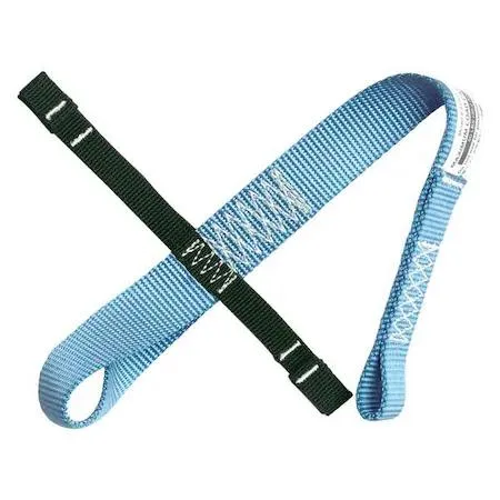 Blue webbed polyester tool tether with loop ends, 13 in long