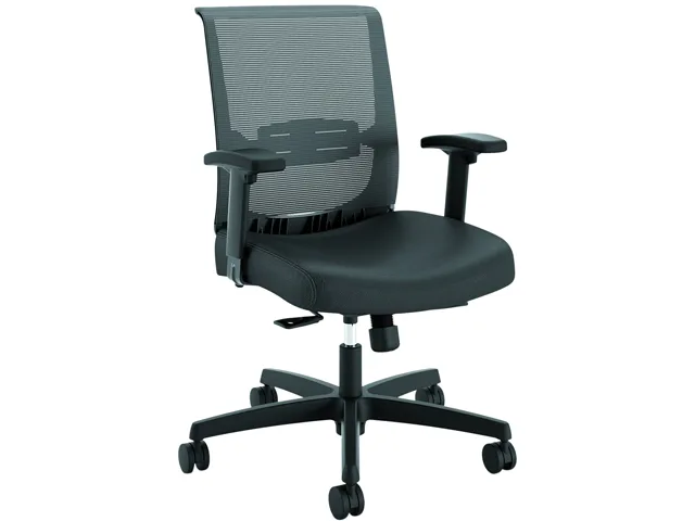 HON HON HONCMY1AUR10 Convergence Task Chair Synchro-Tilt Black Vinyl office furniture — fotografija proizvoda