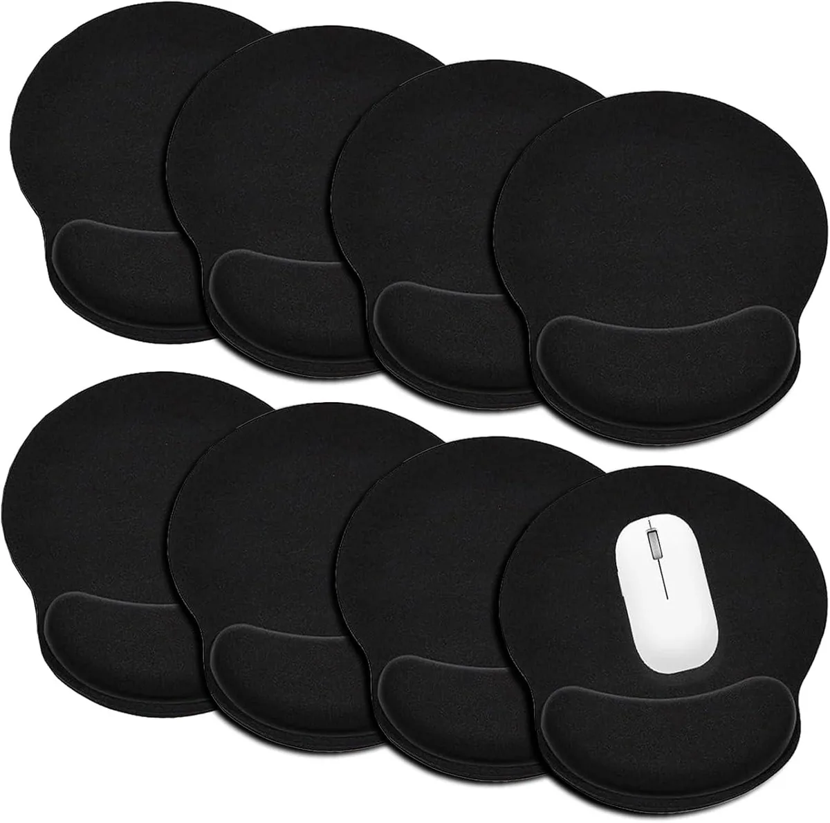 Brainwavz Brainwavz Ergonomic Mouse Pad with Wrist Rest 8 Pack Black 25 x 23 cm — product photo