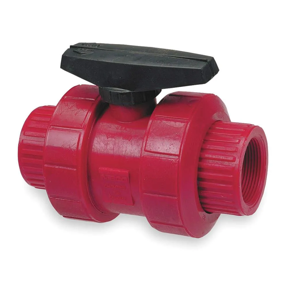 White Kynar PVDF ball valve with lever handle