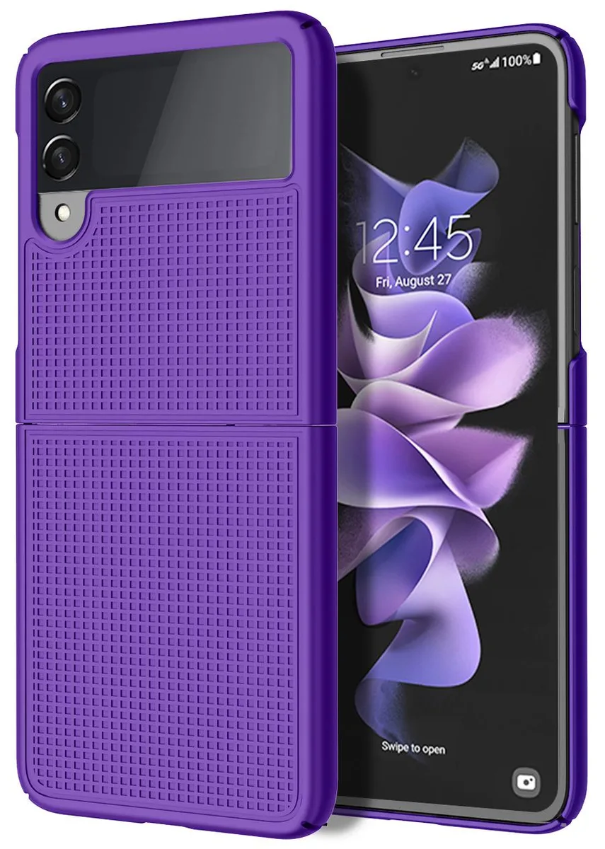 Nakedcellphone Nakedcellphone Textured Grid Case Slim Protective Cover Purple for Samsung Galaxy Z Flip 3 5G — product photo