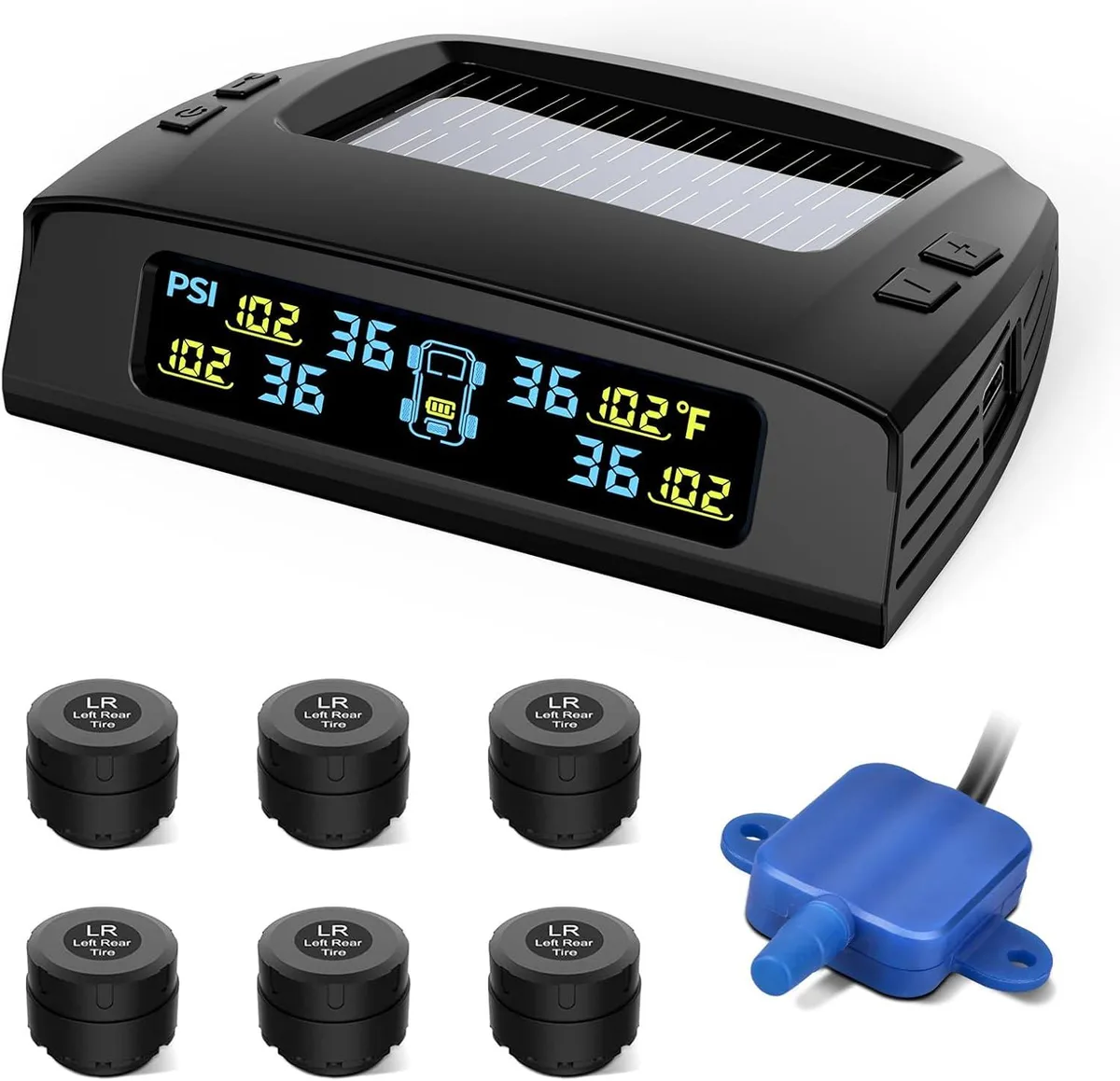 WUQ WUQ RV TPMS M7-3 2024 Solar 6 Sensors Repeater 0-87 PSI — product photo