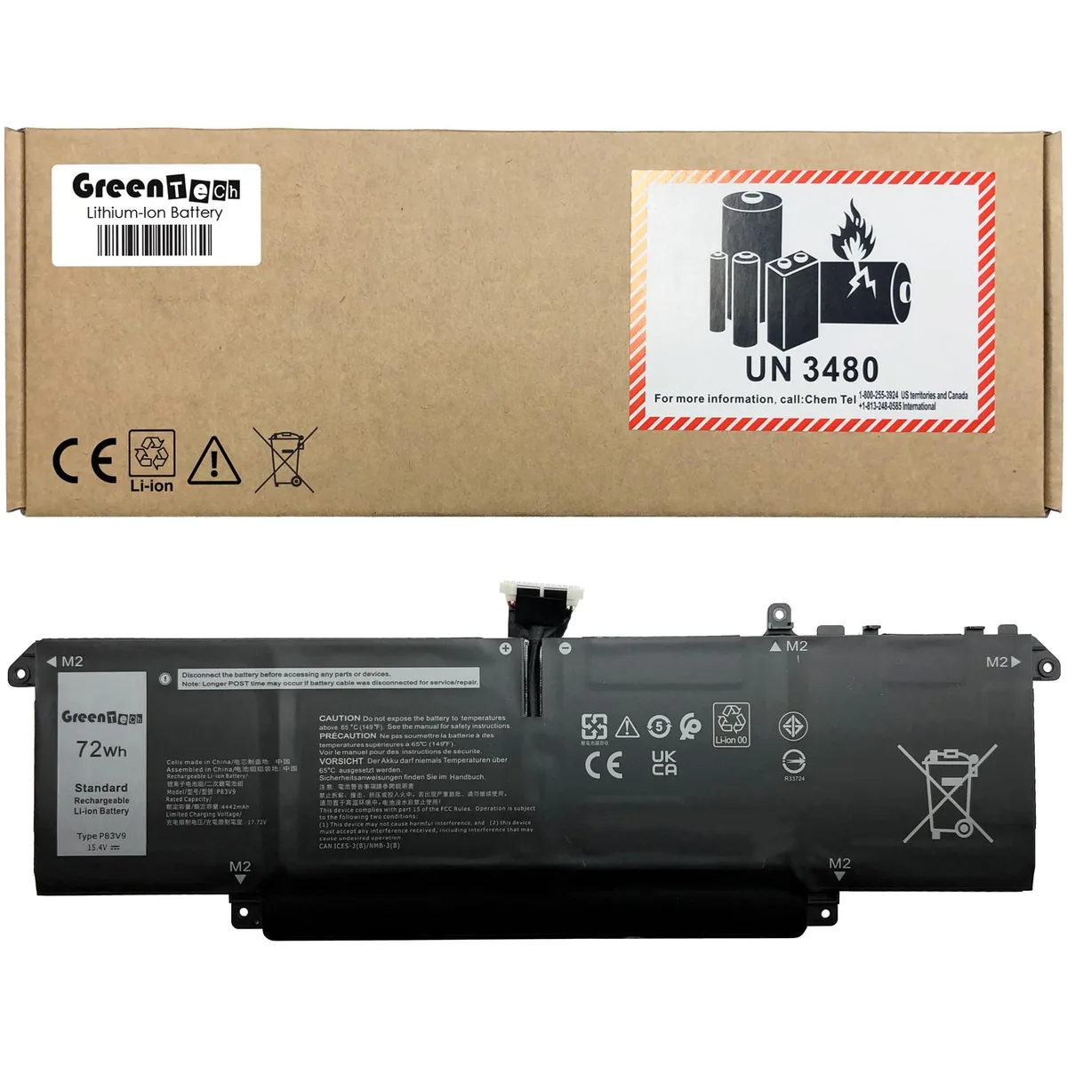 GreenTechLLC GreenTechLLC P83V9 laptop battery for Dell Precision 5470 5480 72Wh 15.4V 4442mAh 4-cell — product photo