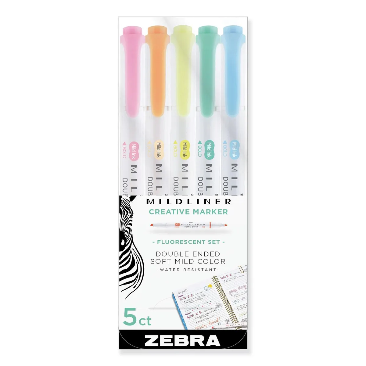 Zebra Pen Corporation Zebra Pen Corporation Mildliner Double-Ended Highlighter Chisel/Bullet Tip 5-Pack 78105 — product photo