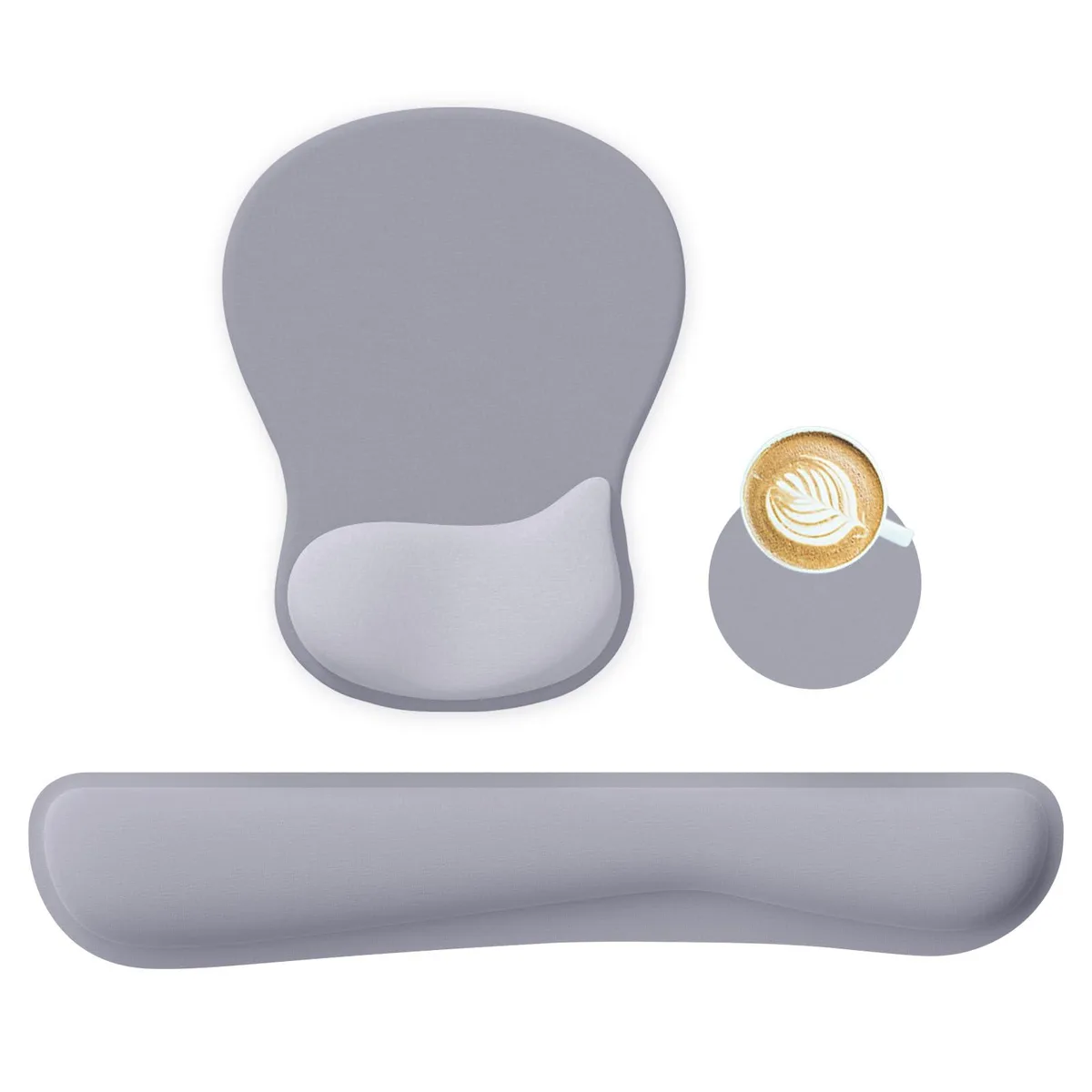  WINTOJO Wrist Rest Mouse Pad Keyboard Set Grey KM-31 — product photo