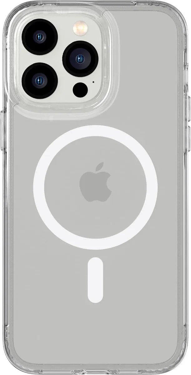 Clear case for iPhone 14 Pro Max with MagSafe magnets and raised camera bezel