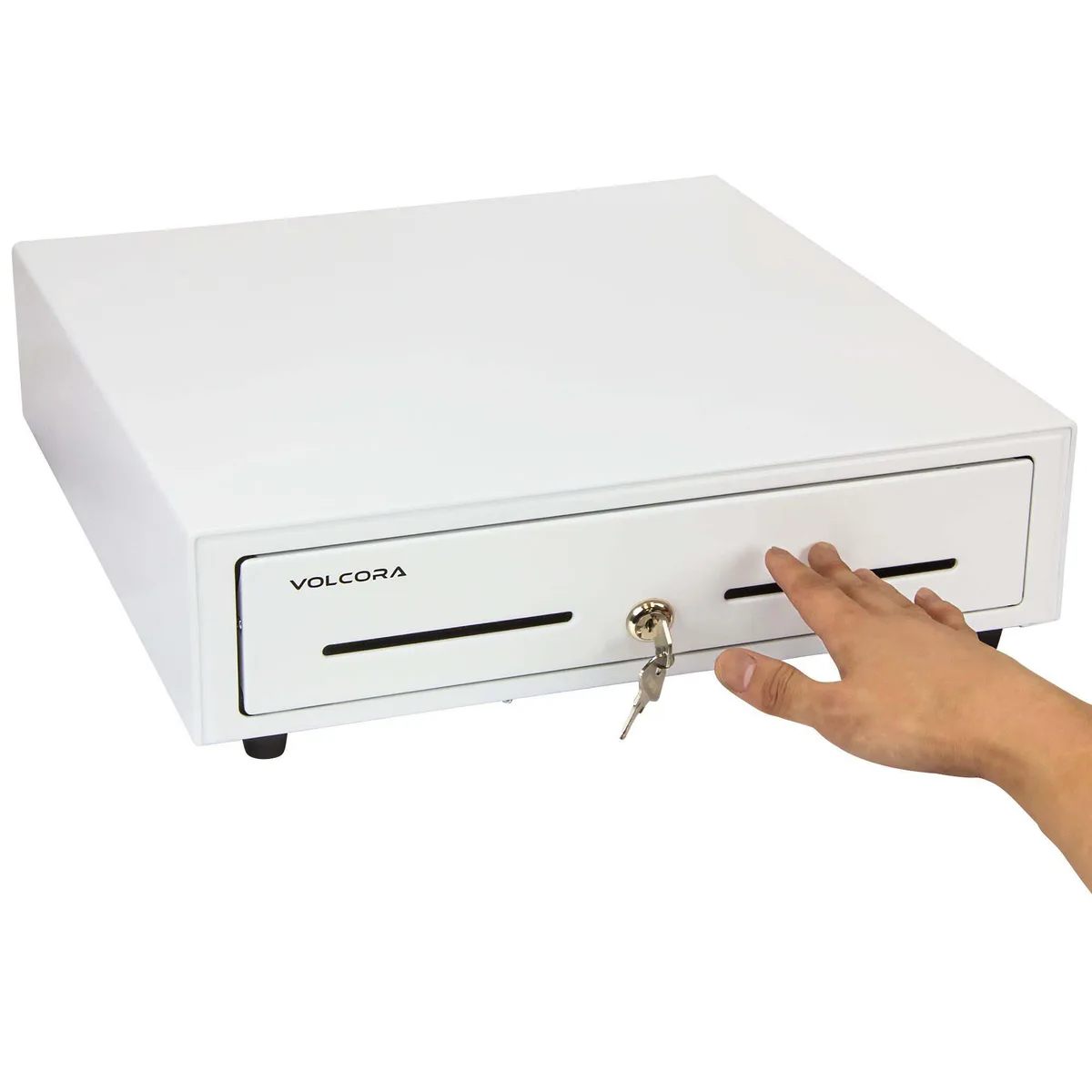 Volcora Volcora 16" Manual Push Open Cash Register Drawer White 5 Bills 8 Coin — product photo
