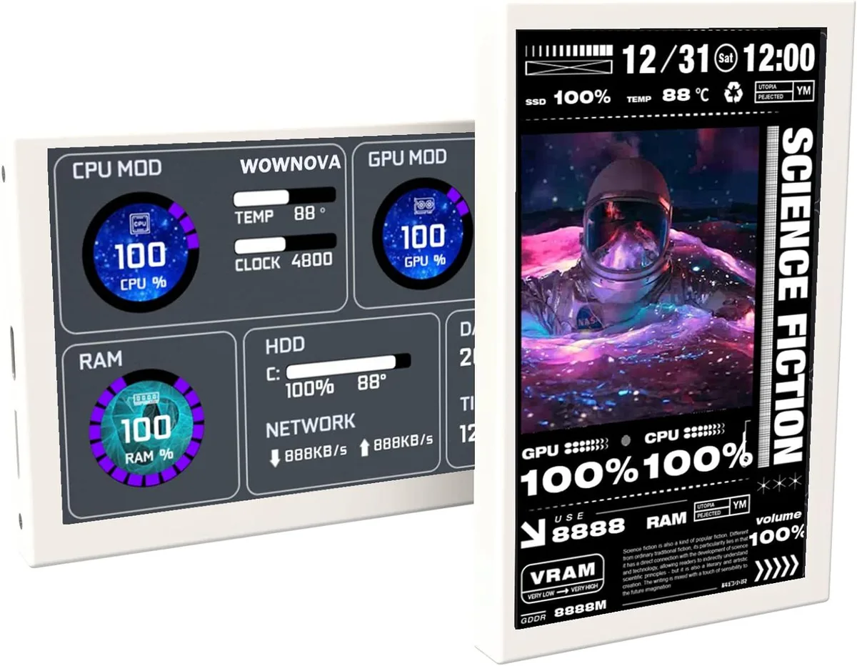 BFKK BFKK 5" Computer Temp Monitor White 800x480 16G — product photo